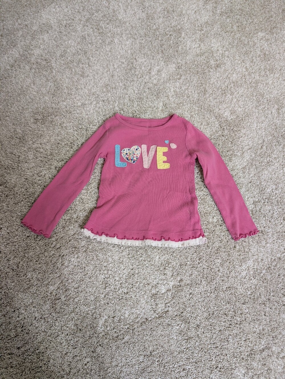 Okie Dokie Pink Long-Sleeve 'LOVE' Graphic Top - 3T
